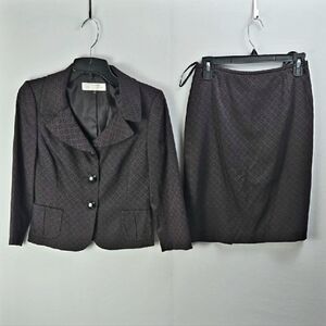 Tahari ASL Women's 2PC Brown Skirt Suit Sz 2P, Career, Professional, Church Lady